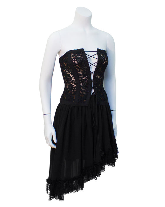 Black lace corset & chiffon skirt
