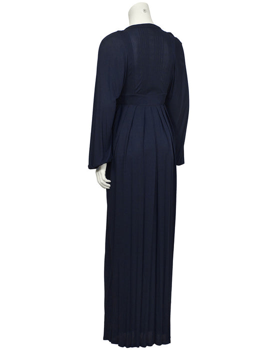 Navy Rayon Jersey Maxi Dress Vintage Couture Navy Rayon Jersey Maxi Dress Vintage Couture