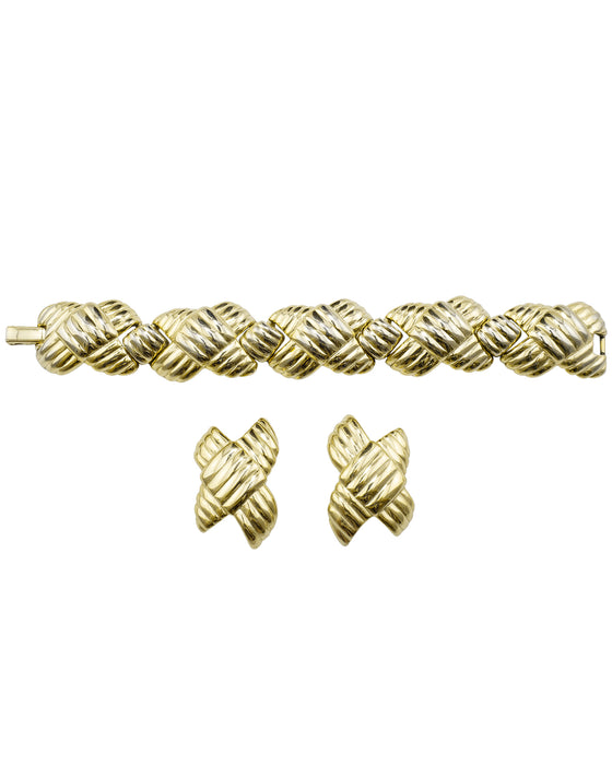 Gold Necklace, Earring and Bracelet Set