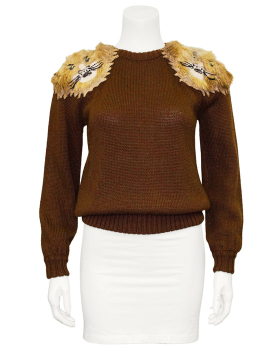 Brown Lion Shoulder Sweater