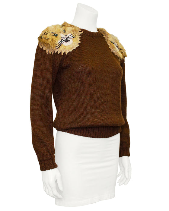 Brown Lion Shoulder Sweater