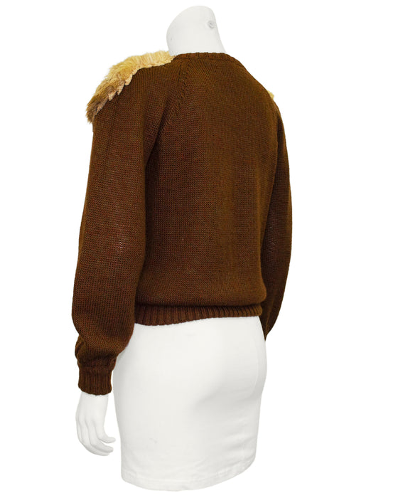 Brown Lion Shoulder Sweater