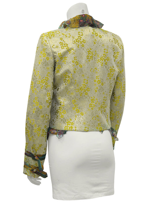 Brocade Jacket with Floral Blouse