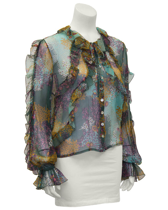 Brocade Jacket with Floral Blouse