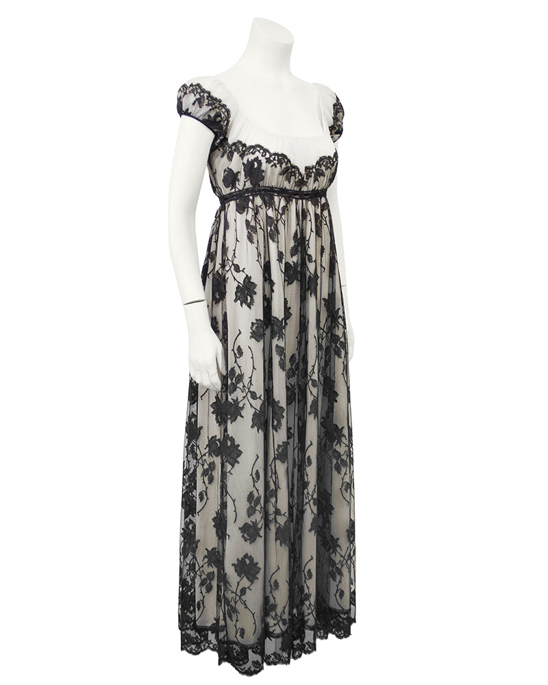 chinese dress ladies Beige And Black Lace Maxi Dress main image 0