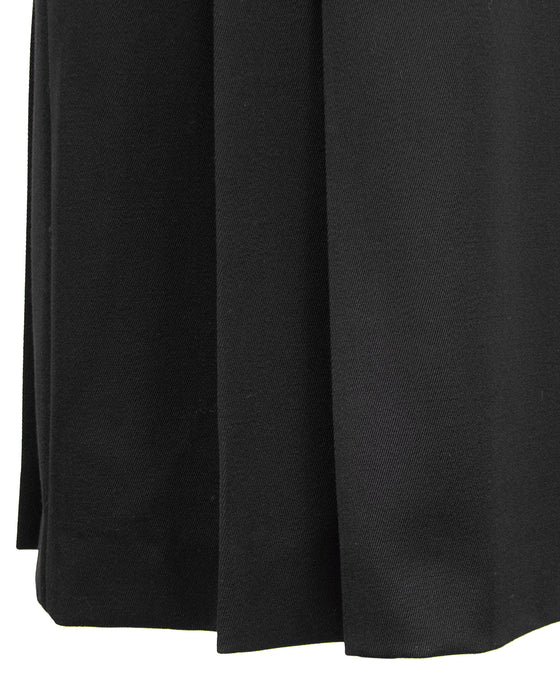 Black Wool Gabardine Pleated Skirt