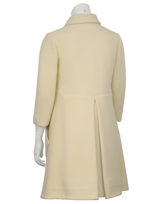 Cream Wool Mod Coat with Gold Buttons