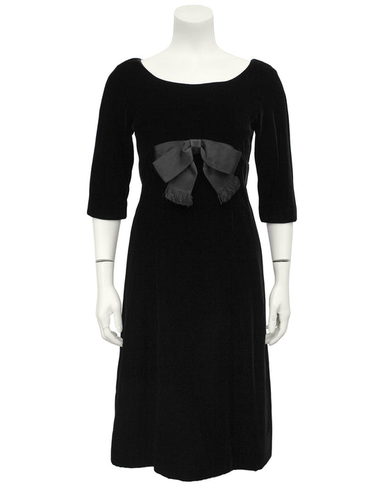 Black Velvet Dress with Bow