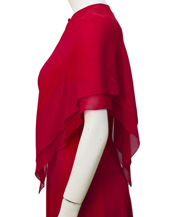 Red Gown with Caplet