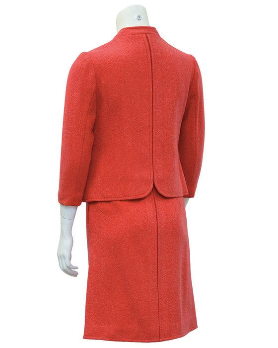 Coral Wool Skirt Suit