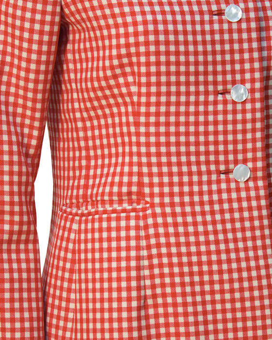 Red and White Gingham Skirt Suit
