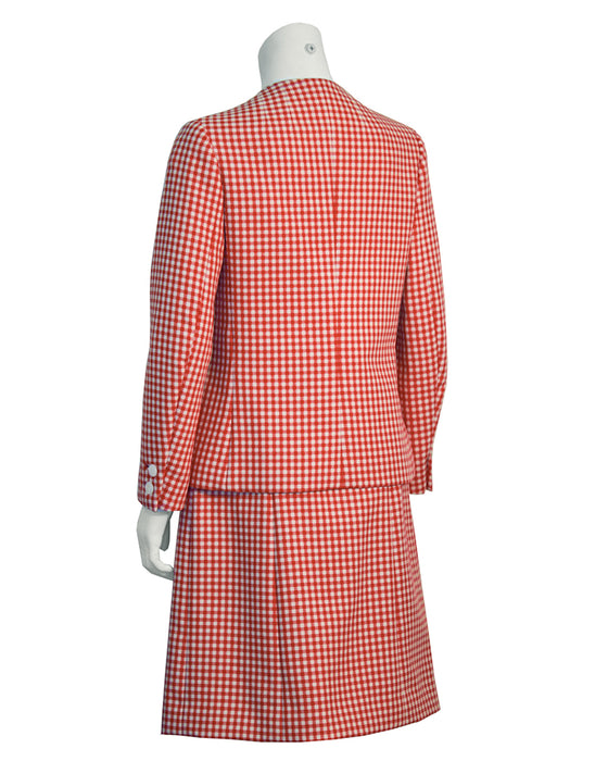 Red and White Gingham Skirt Suit