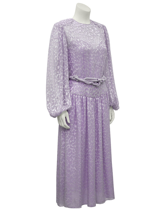 Lavender Chiffon Beaded Evening Dress