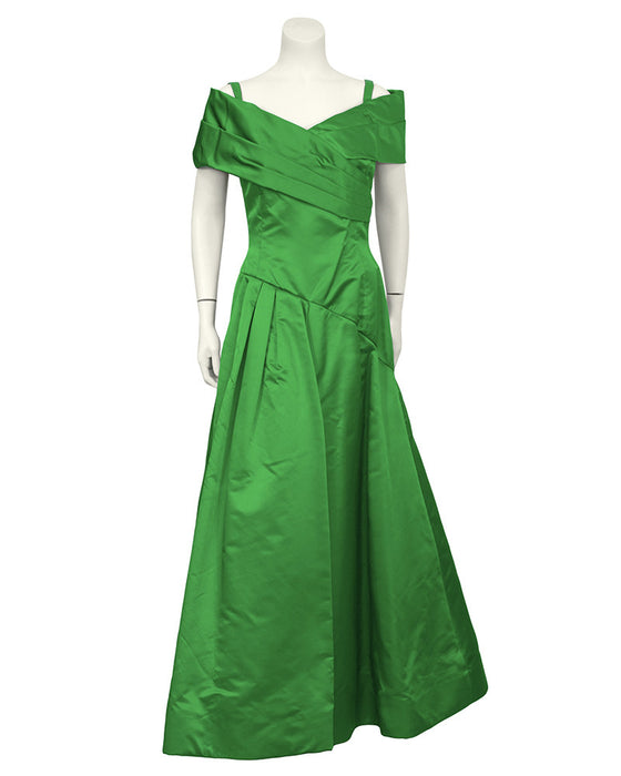 Emerald Green Satin Gown