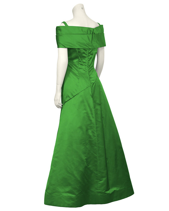 Emerald Green Satin Gown