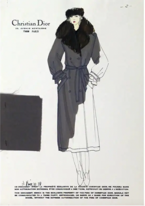 Autumn/Winter 1977 Haute Couture Trench Coat with Fur Collar