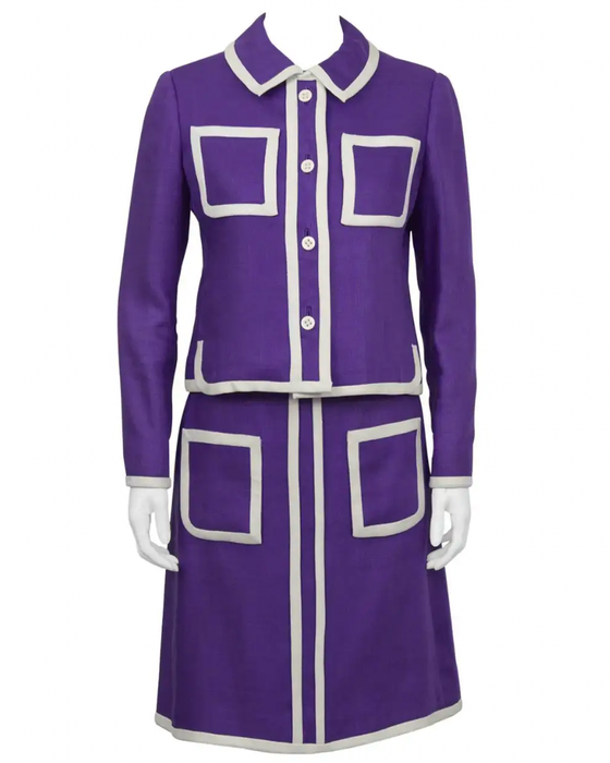 Purple Linen 3-Piece Skirt Suit