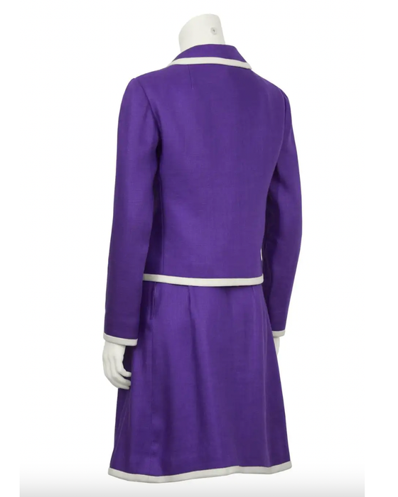 Purple Linen 3-Piece Skirt Suit