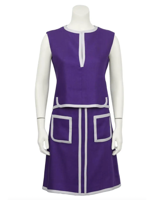 Purple Linen 3-Piece Skirt Suit