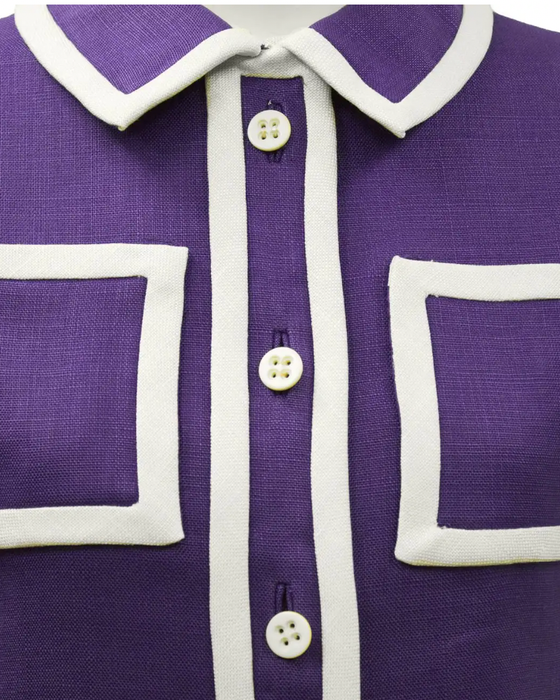 Purple Linen 3-Piece Skirt Suit