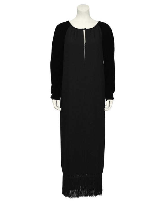 Black Velvet and Crepe Gown