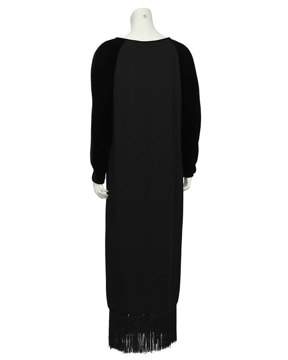 Black Velvet and Crepe Gown