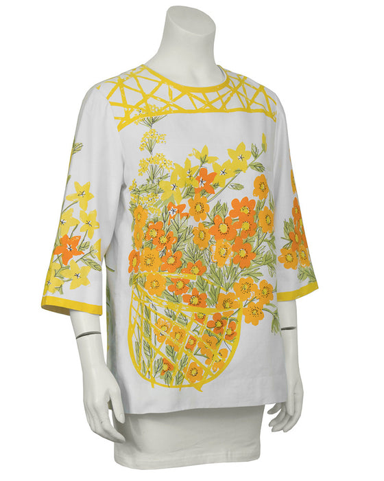 White and Marigold Cotton Blouse