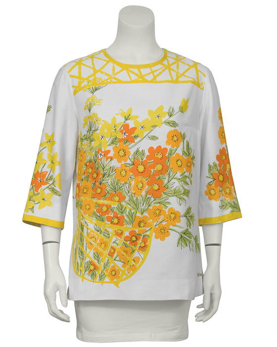 White and Marigold Cotton Blouse