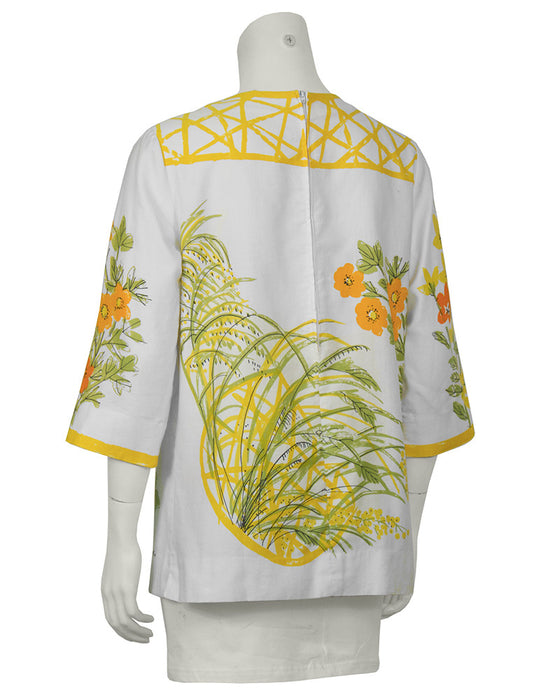 White and Marigold Cotton Blouse