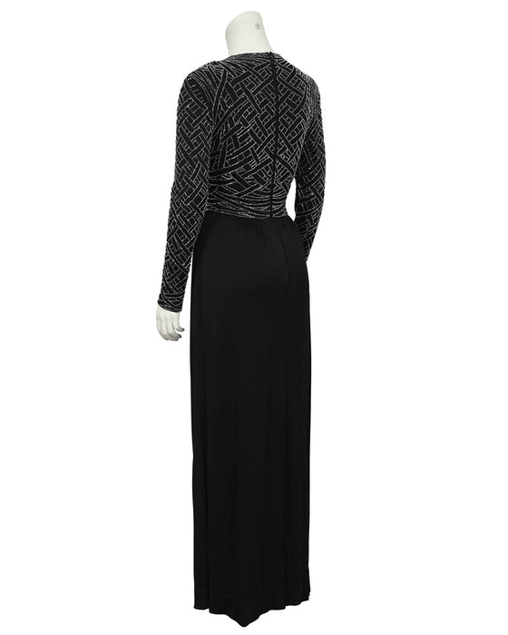 Black Jersey and Silver Beaded Gown