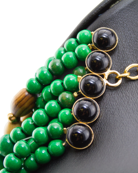 Green & Brown Multi Strand Beaded Necklace