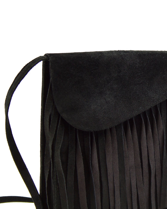 Black Suede Bag with Fringe