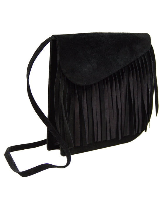 Black Suede Bag with Fringe