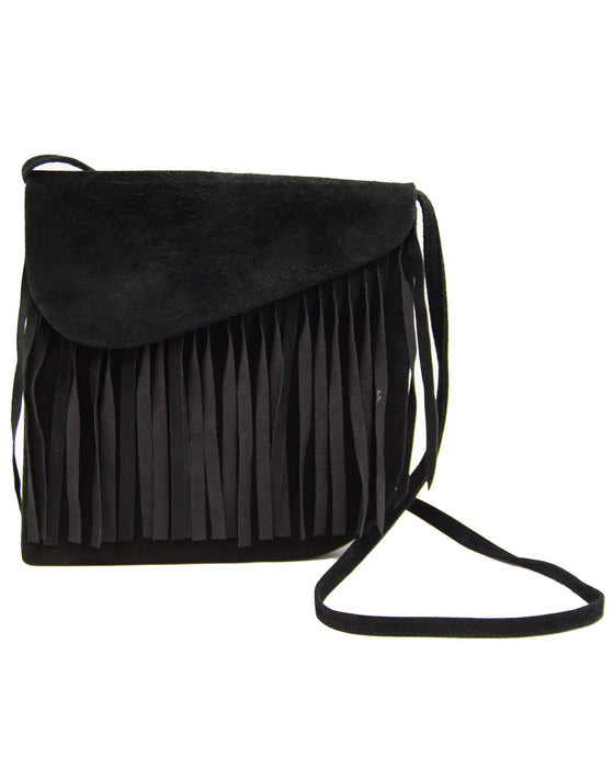 Black Suede Bag with Fringe