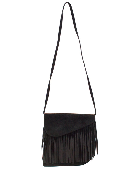 Black Suede Bag with Fringe