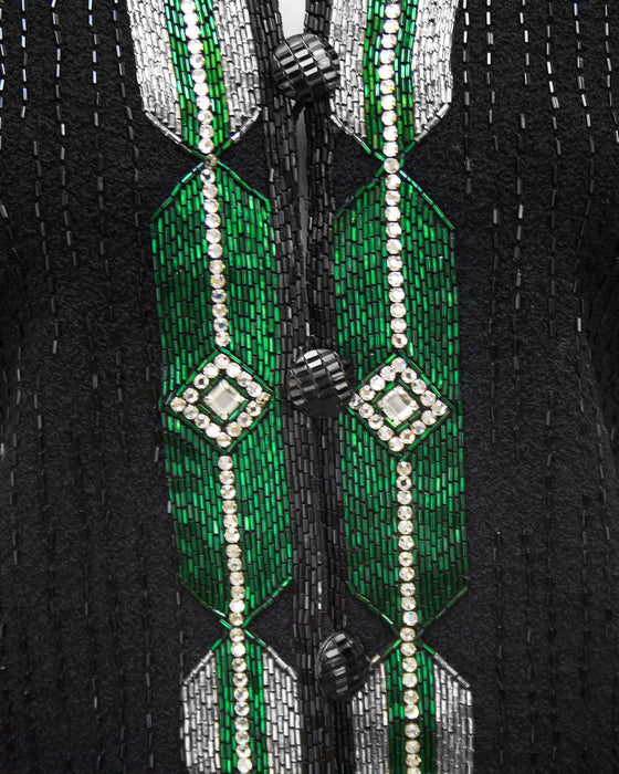 Black Knit Evening Suit with Art Deco Inspired Beading