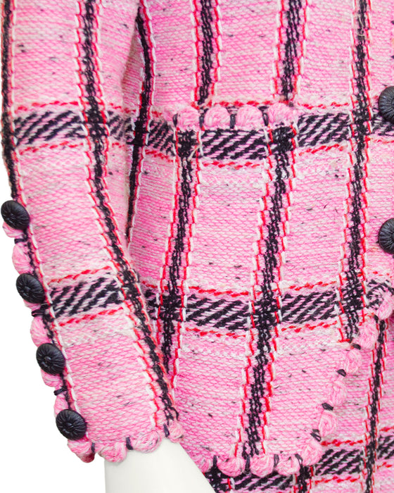 Pink Plaid Knit Skirt Suit