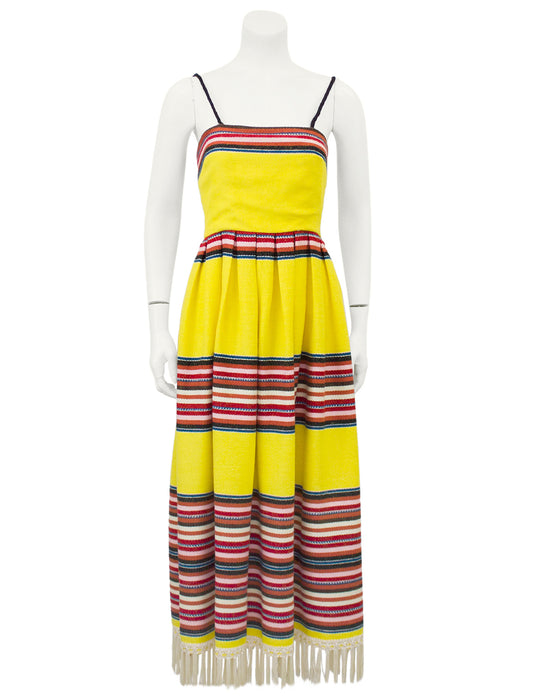 Yellow Mexican Blanket Maxi Dress