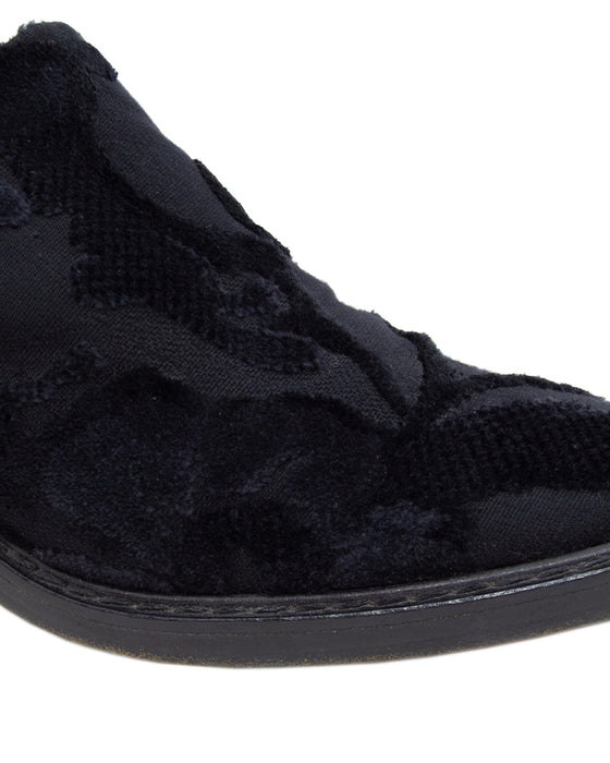 Black Cut Velvet Kitten Heel Mules