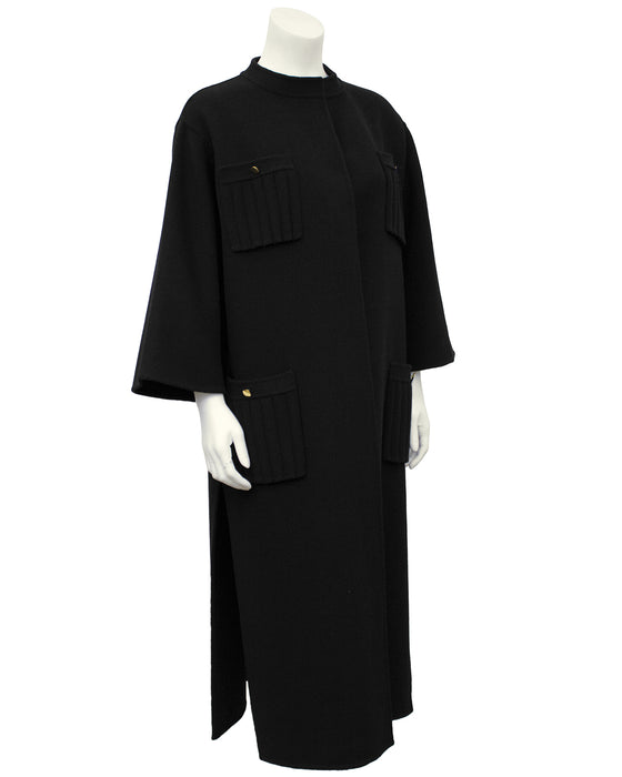 Black Unlined Felted Wool Coat