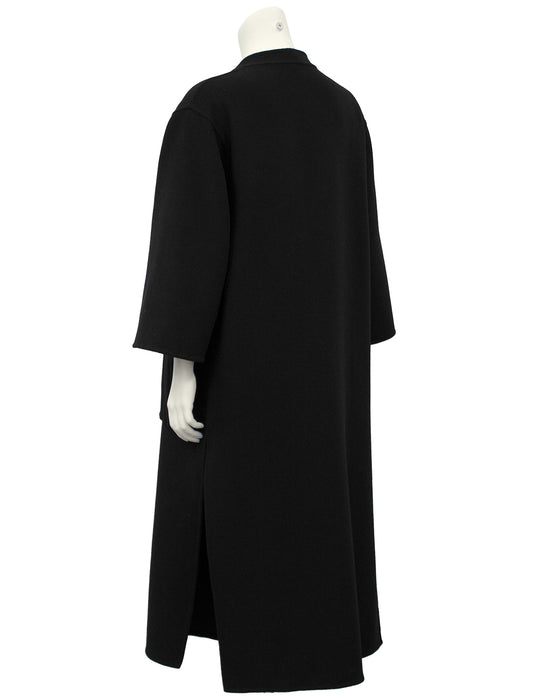 Black Unlined Felted Wool Coat