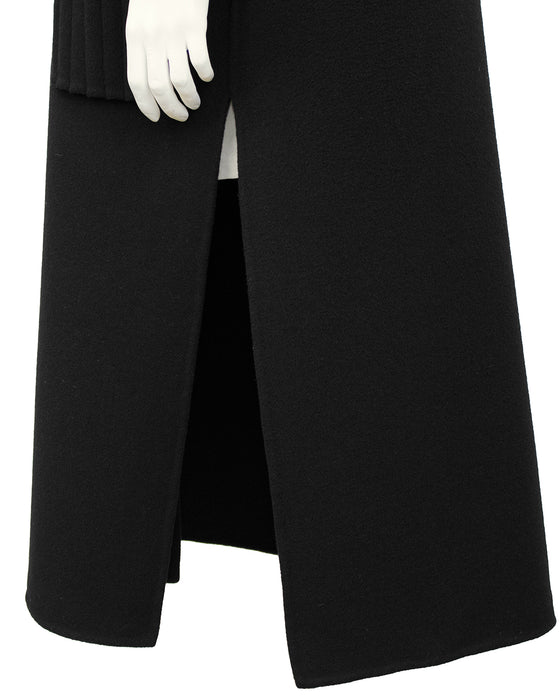 Black Unlined Felted Wool Coat