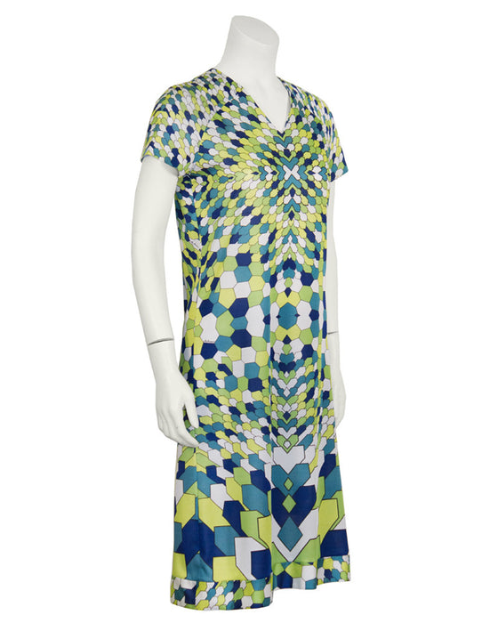 Green Geometric Print Day Dress