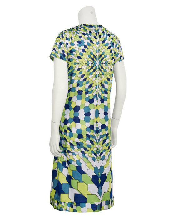 Green Geometric Print Day Dress