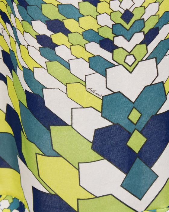 Green Geometric Print Day Dress