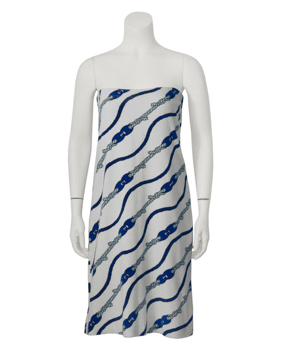 White and Blue Nautical Beach Cover-up