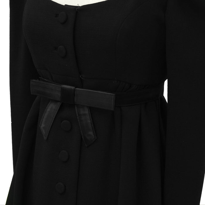 Black Empire Waist Gown with Bow