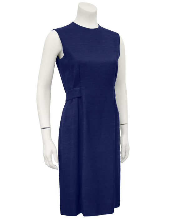 Navy Blue Demi Couture Raw Silk Day Dress