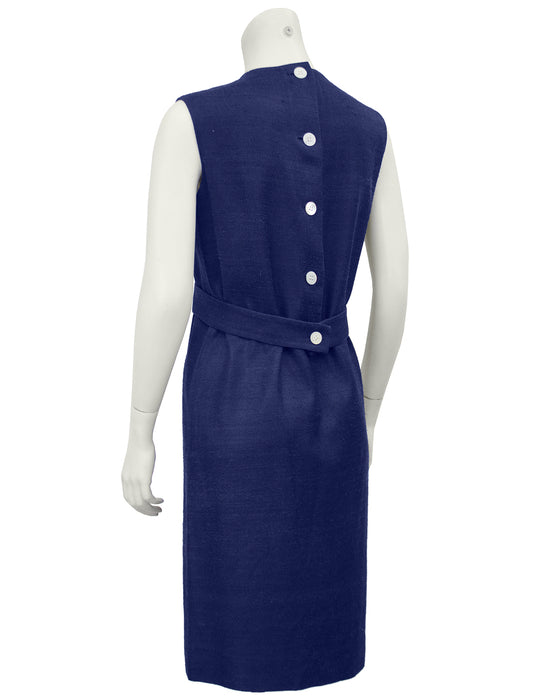 Navy Blue Demi Couture Raw Silk Day Dress