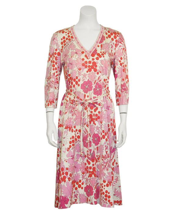 Pink Printed Cotton Floral Day Dress
